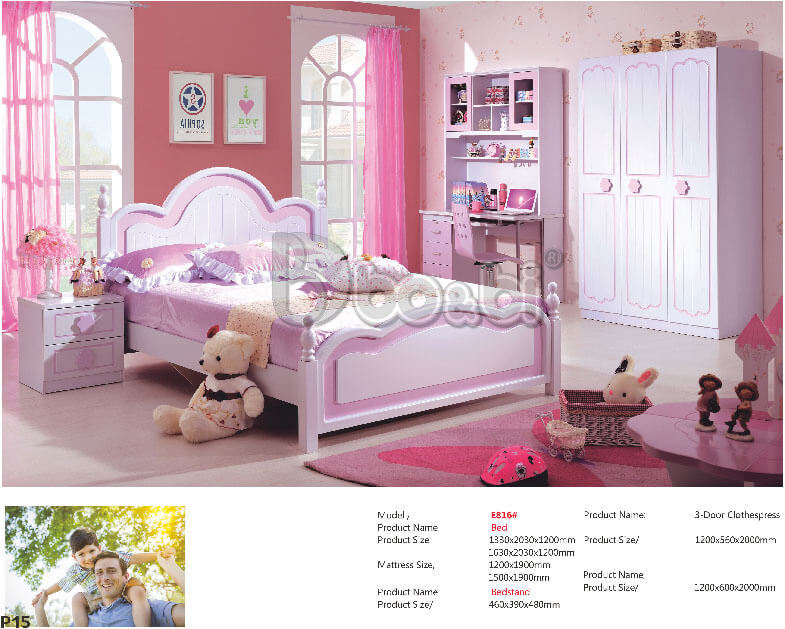 Bộ phòng ngủ màu hồng ngọt ngào BB BABYE816-2